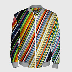 Бомбер мужской Разноцветные полосы абстракция, цвет: 3D-меланж