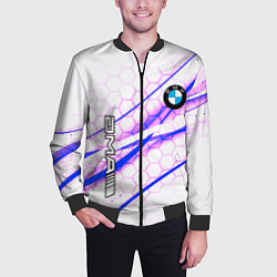 Бомбер мужской BMW спортивный стиль, цвет: 3D-черный — фото 2