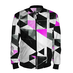 Бомбер мужской Black and pink abstraction on a white background, цвет: 3D-черный