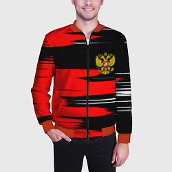 Бомбер мужской Россия полосы краски, цвет: 3D-красный — фото 2