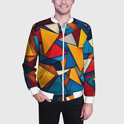 Бомбер мужской Разноцветные треугольники, цвет: 3D-белый — фото 2