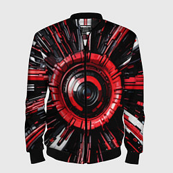 Мужской бомбер Чёрно-красная сфера киберпанк