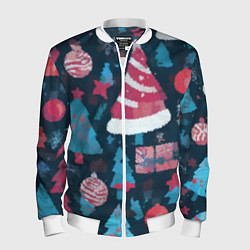Мужской бомбер Плюшевая новогодняя абстракция