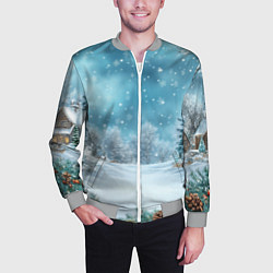 Бомбер мужской Новогодний снег, цвет: 3D-меланж — фото 2