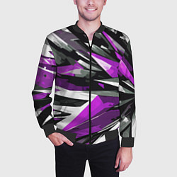 Бомбер мужской Чёрно-фиолетово-белая абстракция, цвет: 3D-черный — фото 2