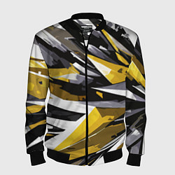 Мужской бомбер Чёрно-жёлто-белая абстракция