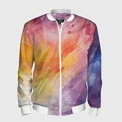 Бомбер мужской Краски акварели, цвет: 3D-белый