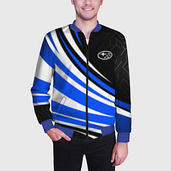 Бомбер мужской Субару - бело-синий, цвет: 3D-синий — фото 2