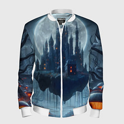 Мужской бомбер Замок Дракулы и неоновые грибы - нейроарт фантазия
