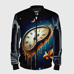 Бомбер мужской Течение времени - сюрреализм, цвет: 3D-черный