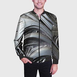 Бомбер мужской Полированный серебряный металл, цвет: 3D-черный — фото 2