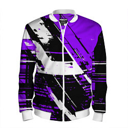 Мужской бомбер Diagonal black and white stripes on a purple backg