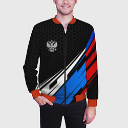 Бомбер мужской Герб России - спортивная абстракция, цвет: 3D-красный — фото 2
