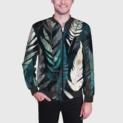 Бомбер мужской Перья и листья, цвет: 3D-черный — фото 2