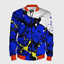Бомбер мужской Сине-жёлтая абстракция на белом фоне, цвет: 3D-красный