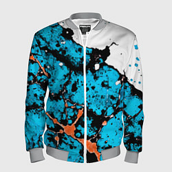 Бомбер мужской Оранжево-голубая абстракция на белом фоне, цвет: 3D-меланж