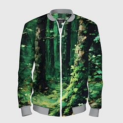 Бомбер мужской Зелёный летний лес, цвет: 3D-меланж