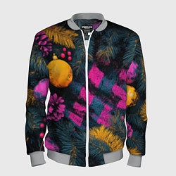 Мужской бомбер Новый год - фиолетовая краска