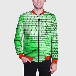 Бомбер мужской Зелёные кирпичики, цвет: 3D-красный — фото 2