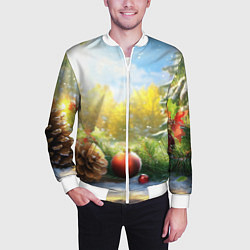 Бомбер мужской Солнечный новый год, цвет: 3D-белый — фото 2