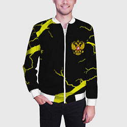 Бомбер мужской Россия шторм герб, цвет: 3D-белый — фото 2