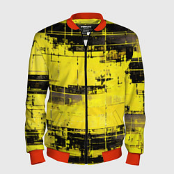 Мужской бомбер Чёрно-жёлтый техно-паттерн