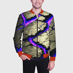 Бомбер мужской Треснувший камень фиолетовый, цвет: 3D-красный — фото 2