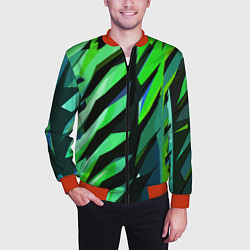Бомбер мужской Чёрно-зелёная абстракция, цвет: 3D-красный — фото 2