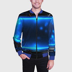 Бомбер мужской Синяя неоновая атмосфера, цвет: 3D-синий — фото 2