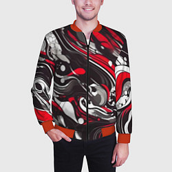 Бомбер мужской Красно-белые волны, цвет: 3D-красный — фото 2