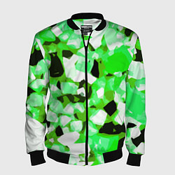 Бомбер мужской Green and white abstraction on a black background, цвет: 3D-черный
