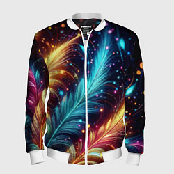 Мужской бомбер Неоновые разноцветные перья