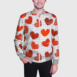 Бомбер мужской Сердца на бумаге, цвет: 3D-меланж — фото 2