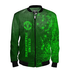 Бомбер мужской Manchester United - green gradient по-вертикали, цвет: 3D-черный