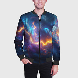 Бомбер мужской Космическая молния текстура, цвет: 3D-черный — фото 2