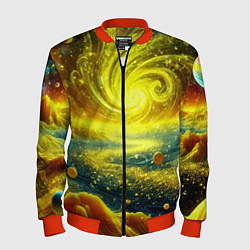 Бомбер мужской Neon galaxy - ai art fantasy, цвет: 3D-красный
