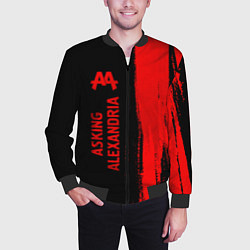 Бомбер мужской Asking Alexandria - red gradient по-вертикали, цвет: 3D-черный — фото 2