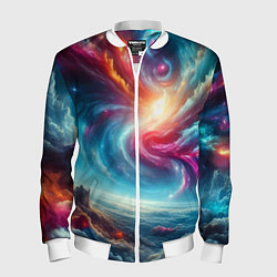 Бомбер мужской Fantastic neon space landscape - ai art fantasy, цвет: 3D-белый