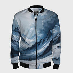 Мужской бомбер Зимний горный пейзаж маслом