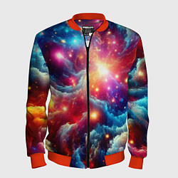 Бомбер мужской Colorfull neon space clouds - ai art fantasy, цвет: 3D-красный