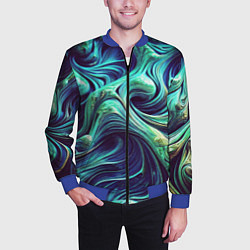 Бомбер мужской Мерцающие зеленый потеки краски, цвет: 3D-синий — фото 2