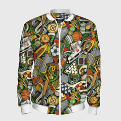 Мужской бомбер Спортивный инвентарь коллаж