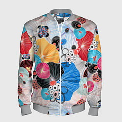 Бомбер мужской Цветы - абстрактные узоры, цвет: 3D-меланж