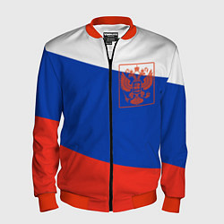 Бомбер мужской Россия флаг с гербом, цвет: 3D-красный
