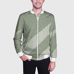 Бомбер мужской Светлый серо-зелёный абстрактный, цвет: 3D-белый — фото 2