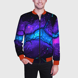 Бомбер мужской Синяя звездная полоса в плите текстура, цвет: 3D-красный — фото 2