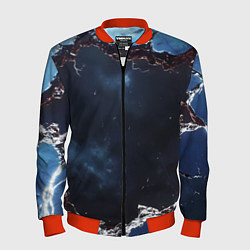 Бомбер мужской Объемная дыра в стене текстура, цвет: 3D-красный