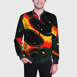 Бомбер мужской Оранжевые разломы текстура, цвет: 3D-черный — фото 2