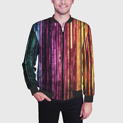 Бомбер мужской Неоновый и переливающийся киберпанк узор, цвет: 3D-черный — фото 2