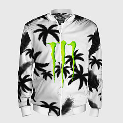 Бомбер мужской Monster energy пальмы, цвет: 3D-белый